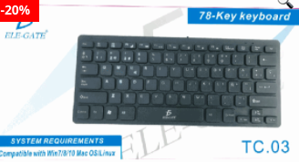 TECLADO ALAMBRICO PORTATIL ELE GATE TC.03