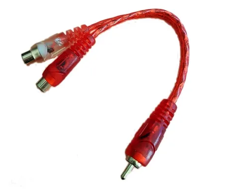 CABLE RCA DE 1 MACHO A 2 HEMBRAS 15CM COLOR ROJO