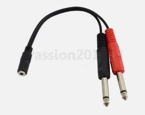 ADAPTADOR CABLE DE 3.5 HEMBRA A 2 6.3 MACHOS AUDIO Y MICROFONO AC83