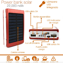 Cargar imagen en el visor de la galería, POWER BANK SOLAR 20000 mAh MODELO: TB-2008
