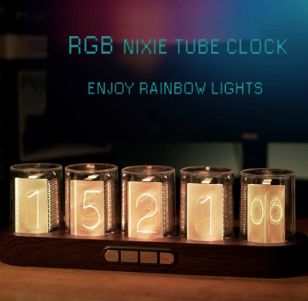 RELOJ ELECTRONICO DE TUBOS CON LED Y RGB