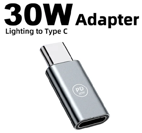 ADAPTADOR TIPO C MACHO - LIGHTHING HEMBRA 30W