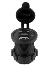 Cargar imagen en el visor de la galería, CARGADOR DUAL USB PARA MOTO AUTOMOVIL 12V / 24V MTC-01
