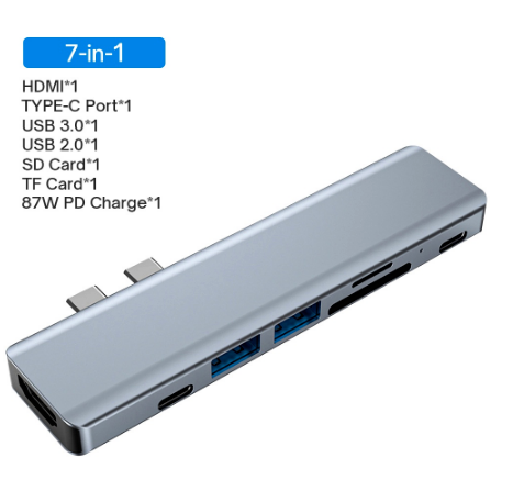ADAPTADOR TIPO C   7-1  No 3  A SD Y MICRO SD PUERTOS HDMI USB 3.0 TIPO C DE CARGA Y TIPO C DATOS 3.0 4k