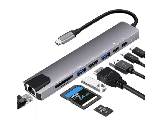 Tipo C Hub 8 En 1 Adaptador Usb C A Hdmi Con Ethernet