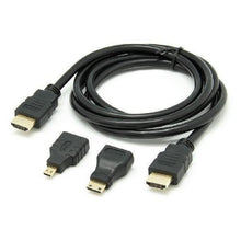 Cargar imagen en el visor de la galería, CABLE HDMI 3 IN 1  CON ADAPTADOR MINI Y MICRO HDMI 1.5 M
