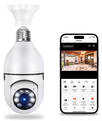 Cámara De Seguridad Socket Foco 2.4g y 5g 1080p Wifi Exterior/interior 360º