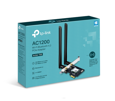 Tarjeta Pcie Tp-link Archer T5e, Wi-fi, Bluetooth 4.2, 5 Ghz 867 Mbps, 2.4 Ghz 300 Mbps, 2 Antenas, 2x2 Mimo, Archer T5e