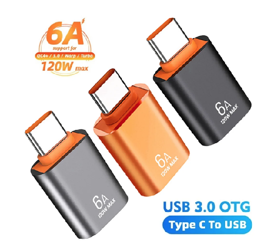 ADAPTADOR OTG USB HEMBRA A TIPO C MACHO  6AMP CARGA Y DATOS