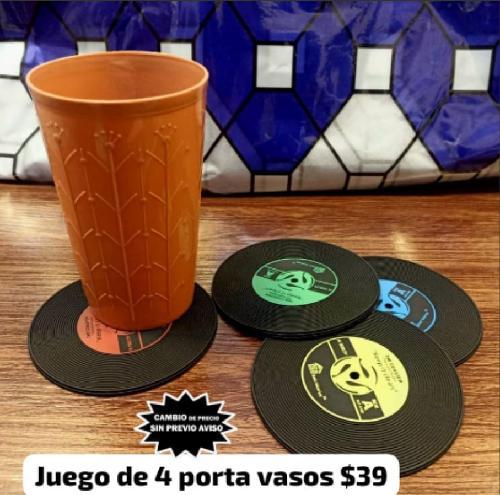 PORTA CASO LP VINIL RETRO 4 JGO 4 PZAS