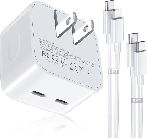 CARGADOR COMPLETO APPLE 15 TIPO C DOS  PUERTOS  35W