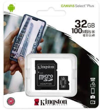 Cargar imagen en el visor de la galería, MEMORIA MICRO SD 32GB KINGSTONE canvas C10 100MB/s
