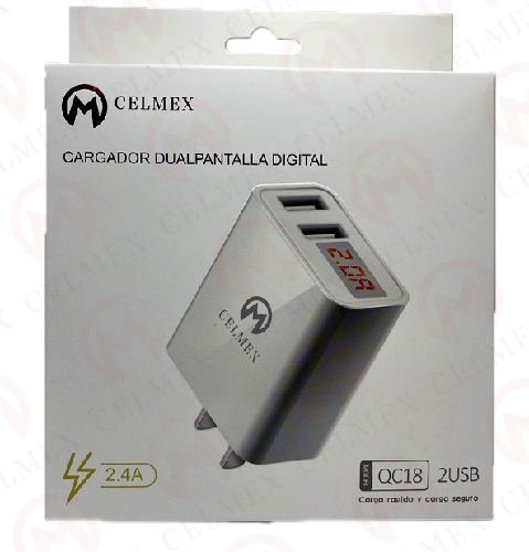 CUBO CARGADOR QC18 2.4 AMP 2 PUERTOS USB