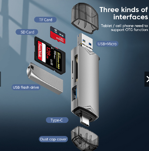 Lector De Tarjetas 6 En 1 USB Y TIPO C 3.0 Micro SD TF Memoria De Alta Velocidad