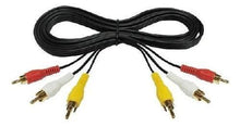 Cargar imagen en el visor de la galería, CABLE RCA A RCA VIDEO AUDIO 1.80 METROS AMARILLO ROJO Y BLANCO
