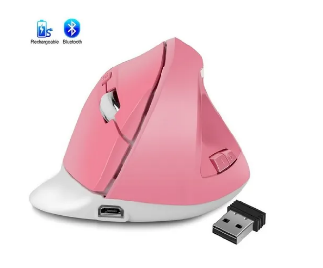 MOUSE VERTICAL ROSA RECARGABLE